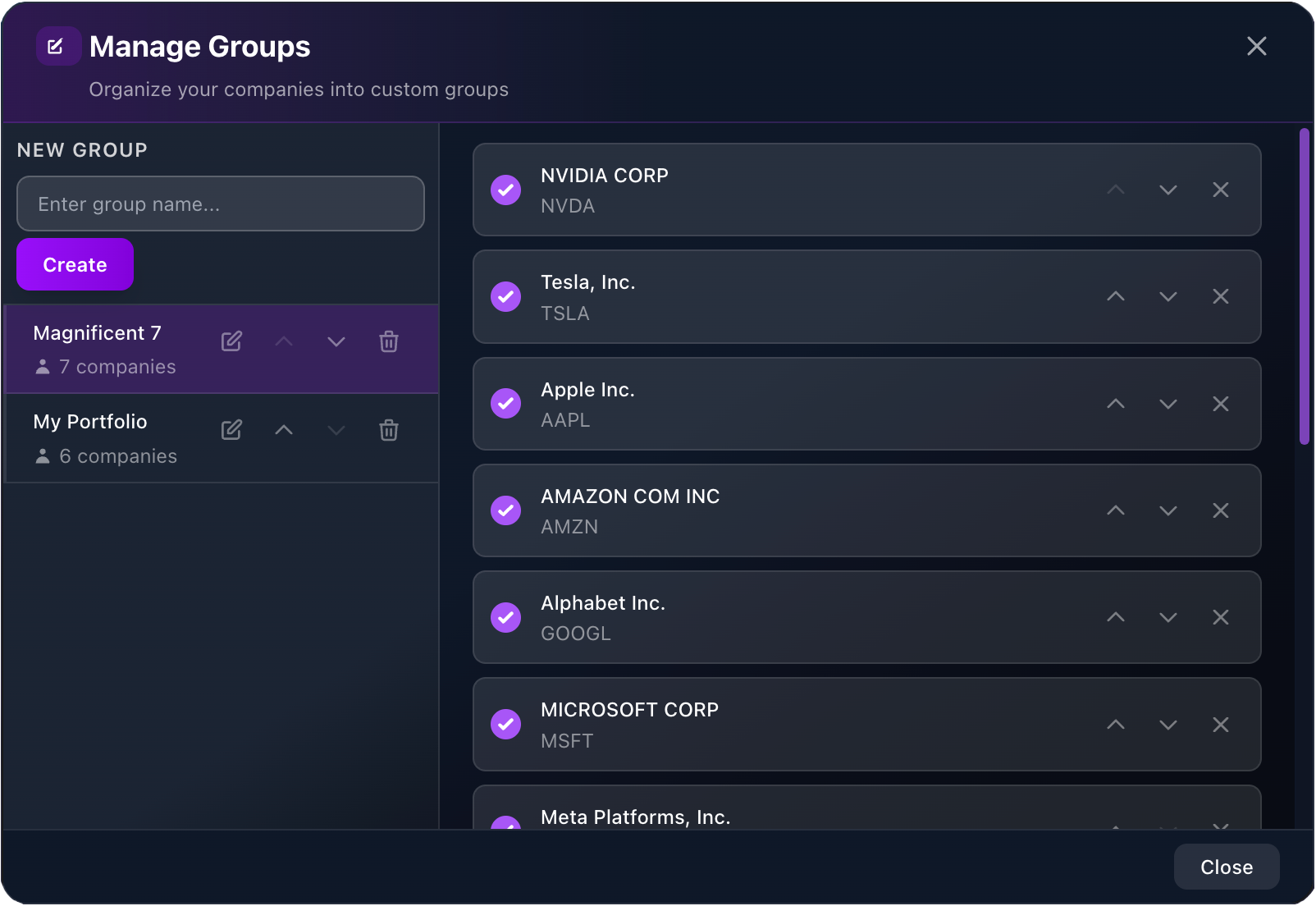 Groups Management Feature