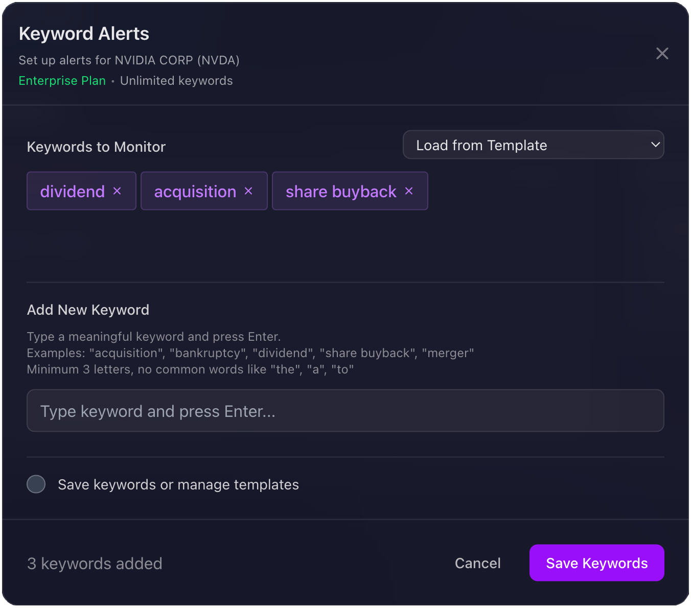 Keyword Alerts and Notifications